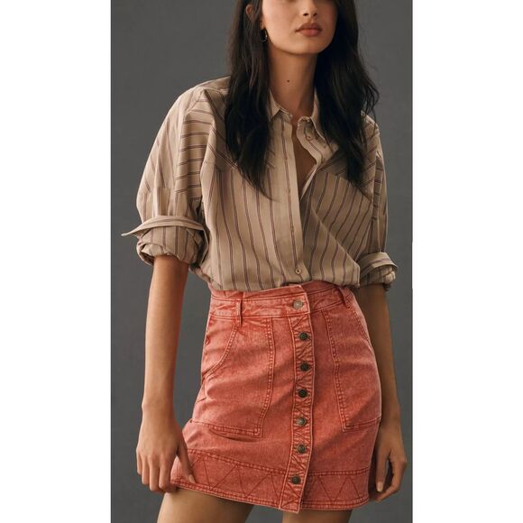 NWT Anthropologie Pilcro Denim Buttondown Skirt, S 6, $138 F10 - Picture 2 of 13